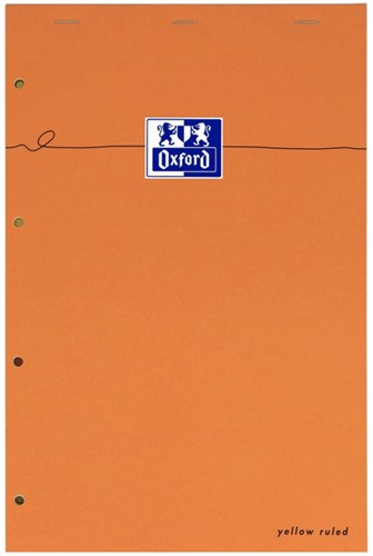 Cursusblok Oxford Orange Notepad A4+ lijn 4-gaats 160pag 80gr oranje