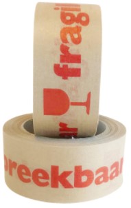 Waarschuwingstape IEZZY 50mmx50m 80% gerecycled papier bruin rood-1