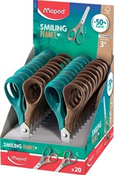 Kinderschaar Maped Smiling Planet 12cm  rechtshandig bruin/groen