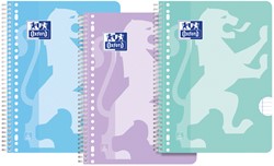 Collegeblok Oxford School A4+ lijn 23-gaats 160pag  80gr pastel assorti 3 stuks
