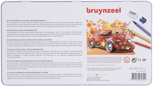 Tekenset Bruynzeel Super Sixties Kever blik à 60 kleuren-3