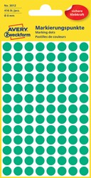 Etiket Avery 3012 rond 8mm groen 416 stuks