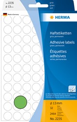 Etiket HERMA 2235 rond 13mm groen 2464 stuks
