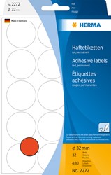 Etiket HERMA 2272 rond 32mm rood 480 stuks