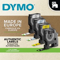 Labeltape Dymo LabelManager D1 polyester 12mm zwart op wit 10 stuks-3