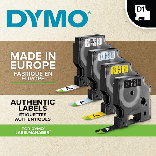 Labeltape Dymo LabelManager D1 polyester 12mm zwart op wit 10 stuks-3