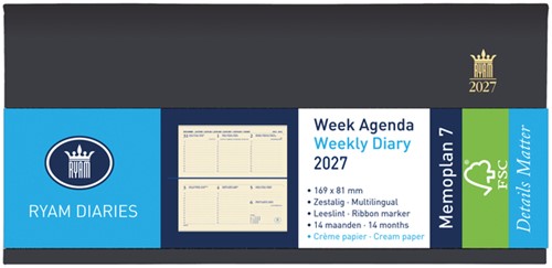 Agenda 2027 Ryam Memoplan 7 Nappa 7dagen/2pagina's landscape assorti-2