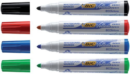 Whiteboardmarker Bic Velleda 1701 rond large assorti doos à 4 stuks-2