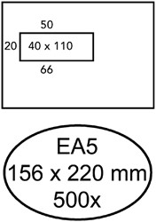 Envelop Quantore 156x220mm venster 4x11cm links zelfklevend 500 stuks